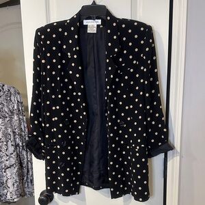 Jones New York Black and Cream Polka Dot Blazer